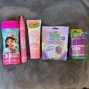 Gabby's Dollhouse Bodywash 3 in 1 + Crayola Kids Bath Set - Pink and Purple✨NWT